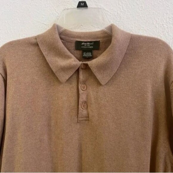 Eddie Bauer tan cotton cashmere collared sweater Large - Picture 5 of 5